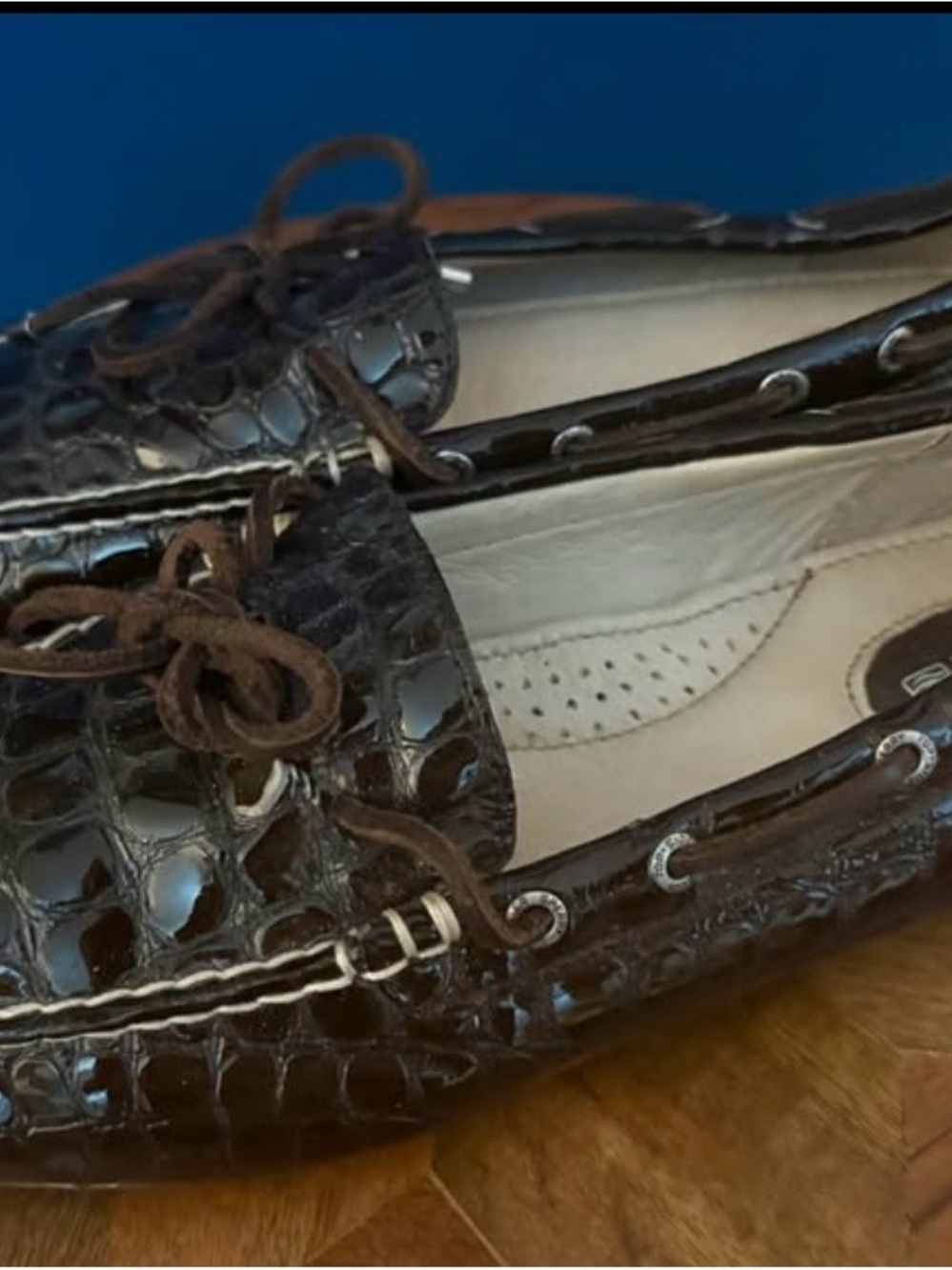 Sperry Women's Dark Brown Croc-Embossed Leather Loafers
